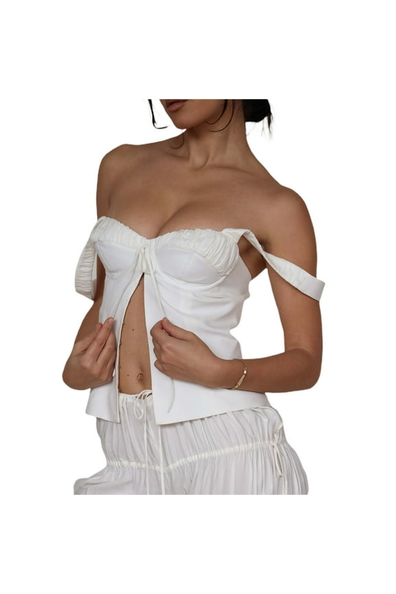 Women Spaghetti Strap Lace Corset Tank Top Vintage Sleeveless Y2K Slim Fit Strappy Camis Vest Top Streetwear