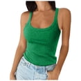 thumbnail image 1 of Women Spaghetti Strap Ribbed Tank Tops Scoop Neck Slim Fitted Cotton Camisole Basic Sleeveless Layering Racerback Tops Shirts, 1 of 8