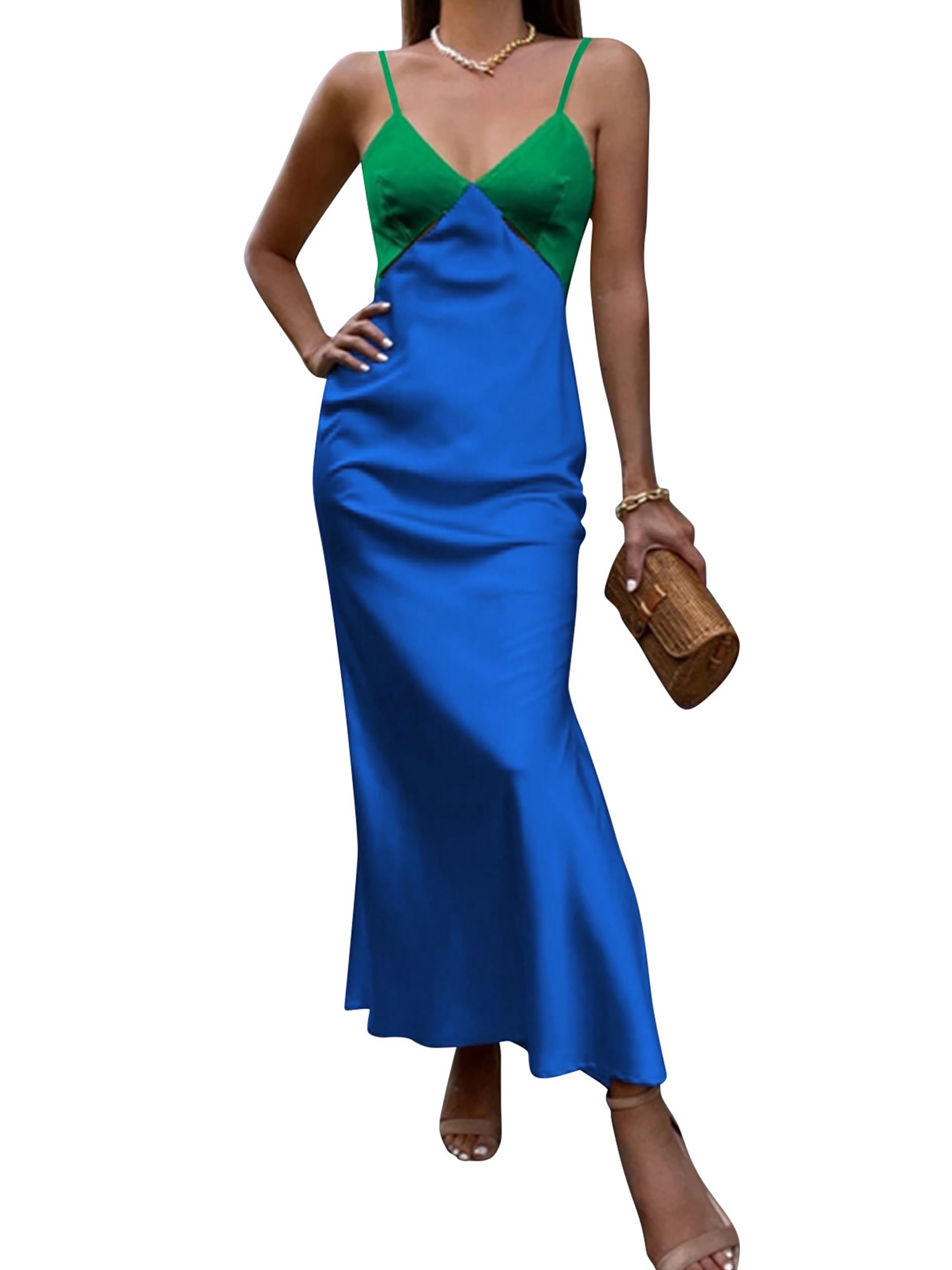 Sexy Formal Polka Dot Patchwork Backless Strapless Long Dresses Sexy Formal Polka Dot Patchwork Backless Strapless Long Dresses