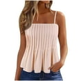 thumbnail image 1 of Women Spaghetti Strap Tank Top Smocked Sleeveless Cami Blouses Pink,L, 1 of 6