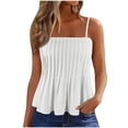 thumbnail image 1 of Women Spaghetti Strap Tank Top Smocked Sleeveless Cami Blouses White,2XL, 1 of 6