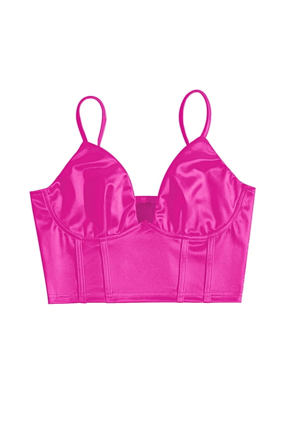 Women Spaghetti Strap V Neck Bustier Corset Top Sleeveless Slim Crop Cami Tops Clubwear Party Crop Top Outwear