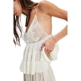 thumbnail image 1 of Women Spaghetti Straps Babydoll Tank Top Y2K Sleeveless Crochet Eyelet Top Ruffle Crop Camisole Vest White S, 1 of 7