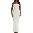 thumbnail image 1 of Women Spaghetti Straps Bodycon Maxi Dress Open Backless Slit Cocktail Dress Sleeveless Evening Party Long Dress, 1 of 5
