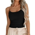 thumbnail image 1 of Women Spaghetti Straps Camisoles Solid Color Knit Ribbed Sling Crop Tank Tops Basic Tops, 1 of 6