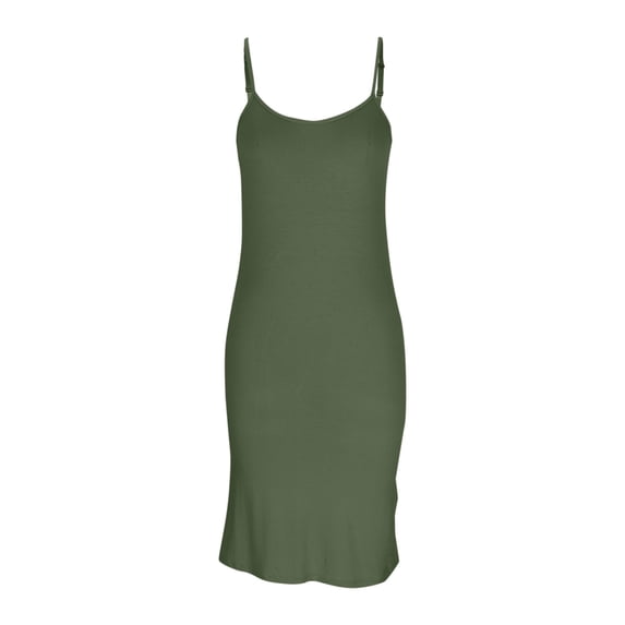 Women Spaghetti Straps Dress Sleeveless Stretchy Tank Midi Dress Soft Casual Loungewear Nightgown