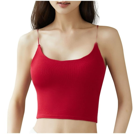 Women Spaghetti Tops with Pads Slim Fit Crop Tshirt Blouses Fashion Summer Cropped Top Clothing