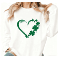 thumbnail image 1 of Women Sparkle Heart Clover St Patricks Day Cotton Graphic Round-neck long-sleeved White S-3XL, 1 of 5