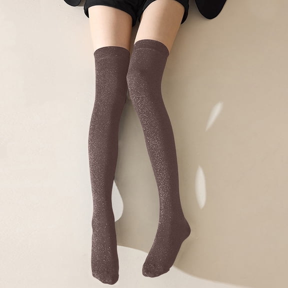 Women Sparkle Over Knee Stockings Glitter Thigh High Socks (Rose Gold One Size)