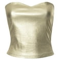 thumbnail image 1 of Women Sparkly Metallic Strapless Sweetheart Neck Skinny Crop Tube Top Nightclub Backless Sleeveless Bandeau Vests Shirt, 1 of 9