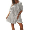 thumbnail image 1 of Women Sparkly Sequin Baby Doll Dress Short Sleeve Flowy Glitter Shinny Tunic Mini Dresses Party Concert Clubwear Dress, 1 of 9