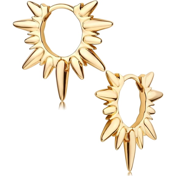 Women Spike Earrings Gold Huggie Hoops 14K Gold Plated Small Hoop Earrings for Women Boho Simple Delicate Gold Earrings Handmade Hypoallergenic Earrings Jewelry Gift