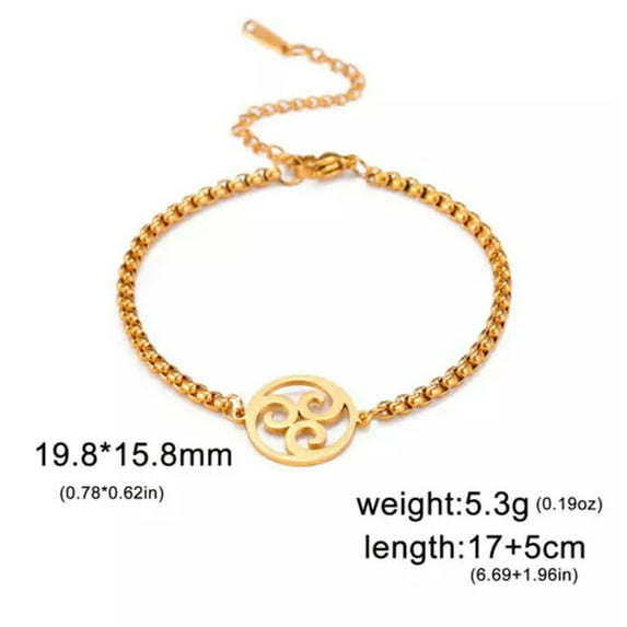 Women Spiral Round Charm Bracelet Stainless Steel Box Chain Bracelets Jewelry