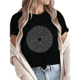 thumbnail image 1 of Women Spiral Song Lyrics Circular Text Graphic Comfortable Tees T Shirt Tops Round-neck Printed Cotton T-Shirt Black S-5XL, 1 of 5