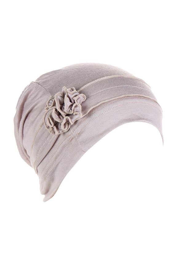 Women Splicing Model Hat Beading Hat Muslim Cancer Chemo Hat Wrap Cap Beige S