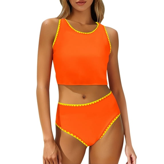 Women Split Swimsuit Lace Mesh Swimwear U Neck Neon Cute Bathing Suit Back Tie Swim Suits Support Push-Up Bikini Sexy Causal Swimwear Build In Bras 2025 Summer