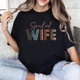 thumbnail image 1 of Women Spoiled Wife Graphic Breathable T Shirt Casual Cotton Short Sleeve Round Neck Top Black S-5XL, 1 of 5