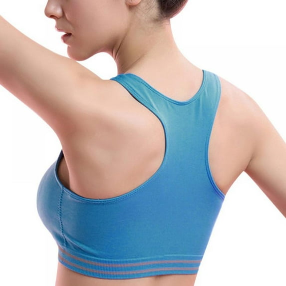 Women Sport Bra Quick Drying Fitness Padded Stretch Workout Bra Gym Training Running Vest Underwear Blue