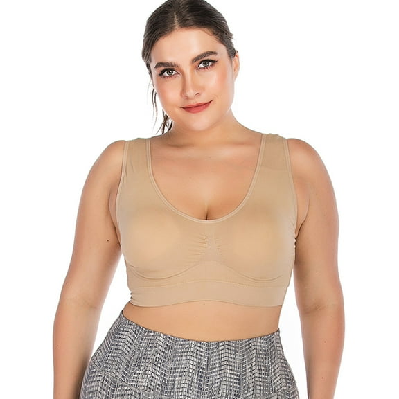 Women Sport Bras Breathable Sports Bra Sport Fitness Vest Bra Yoga Running Workout Stretch Gym Crop Top, Beige, 3XL