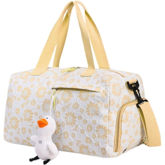 Women Sport Gym Bag Large Capacity Dry-Wet Separation Duffel with Shoe Compartment for Gym and Weekend Travel, Yellow