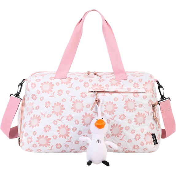 Women Sport Gym Bag Large Capacity Dry Wet Separation Fitness Duffel Bag with Shoe Compartment in Pink