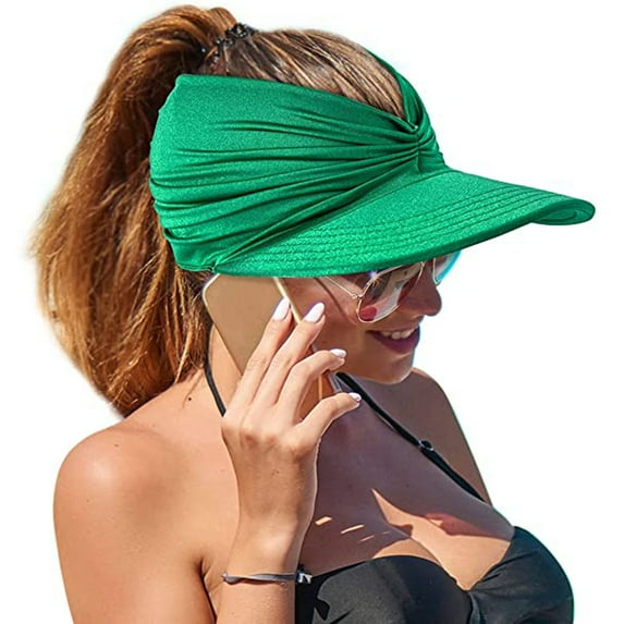 Women Sport Sun Visor Hat, Wide Brim Empty Top Baseball Sun Travel Cap, Anti-UV Sunscreen Womens Sunhats, Beach Hats for Young Girls Women