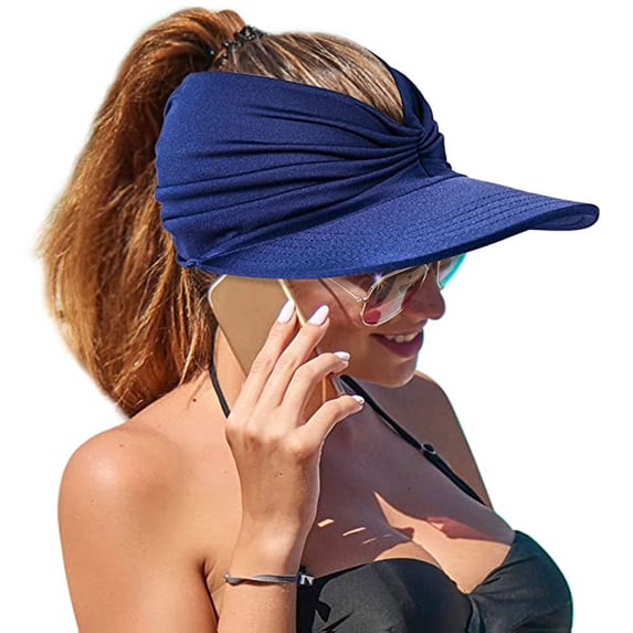 Women Sport Sun Visor Hat, Wide Brim Empty Top Baseball Sun Travel Cap, Anti-UV Sunscreen Womens Sunhats, Beach Hats for Young Girls Women