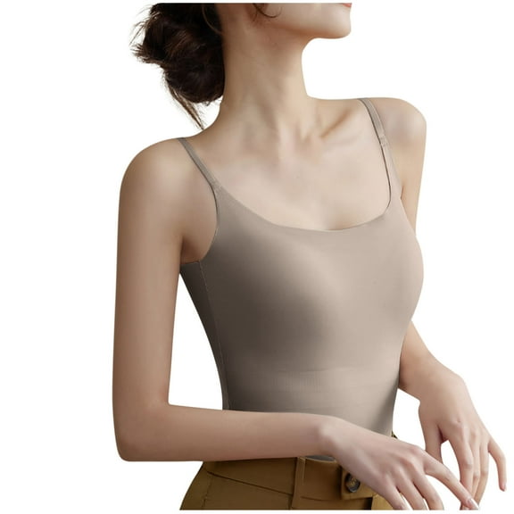 Women Sport Tank Tops Square Neck Sleeveless Tee Adjustment Spaghetti Straps Bras One Piece Seamless Bra Workout Sport Yoga Top 2025