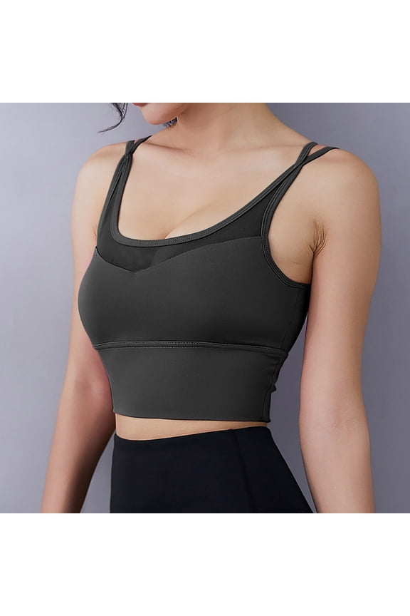 Women Sports Bras Back Padded Workout Tank Tops Medium Support Crop Cup with Spandex Bra Top V Neck Sports Bras for Women Sports Bras Women's Low Cut Tops Work Out Sports Bra Bra Teenager Sports Bra