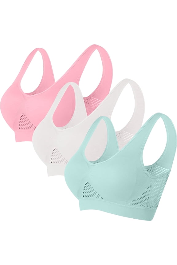 Women Sports Bras Plus Multi Pack Size S-5X 3 Pack No Underwire Bralettes Ladies Support Push-Up Breathable Pullover Underwear Bra