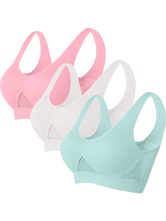 Women Sports Bras Plus Multi Pack Size S-5X 3 Pack No Underwire Bralettes Ladies Support Push-Up Breathable Pullover Underwear Bra