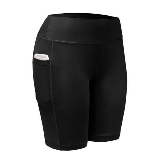 Women Sports Compression Shorts Fitness Running Yoga Pants With Side Pocket