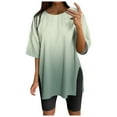 thumbnail image 1 of Women Sports Shirt Short Sleeve Loose with Slits Polyester Casual Daily Workout Wear, 1 of 4