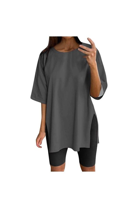 Women Sports Shirt Short Sleeve Loose with Slits Polyester Casual Daily Workout Wear