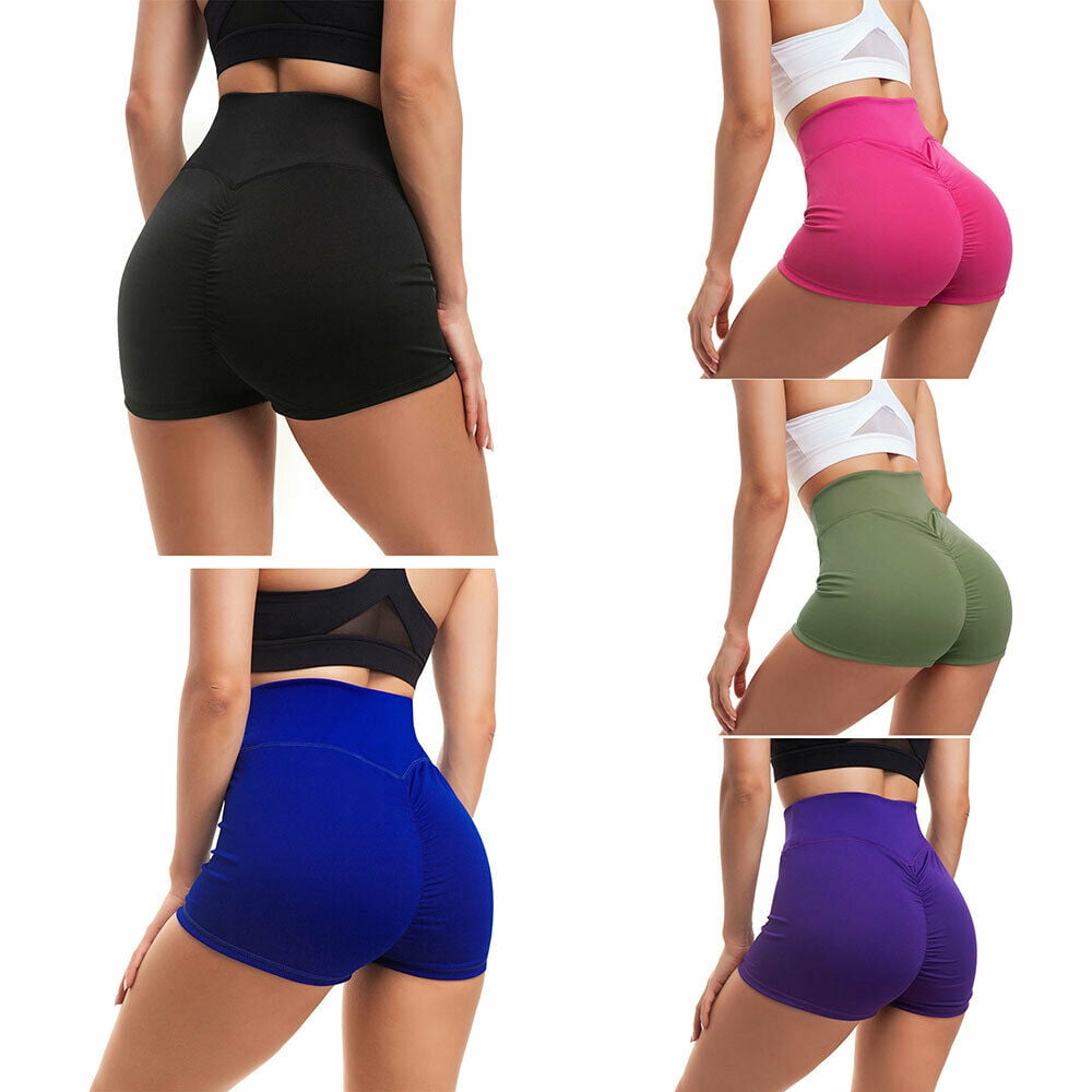 FEDTOSING High Waist Soft Yoga Shorts Pink Workout Booty Spandex Shorts for  Women 3,up to Size 2XL 