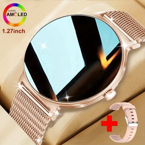 Women Sports Smart Watch: 1.27inch AMOLED (360*360), Wireless Call, Step/Calorie Tracking, Menstrual/Info Reminder, Multi-Dials, Tools, iOS/Android Compatible