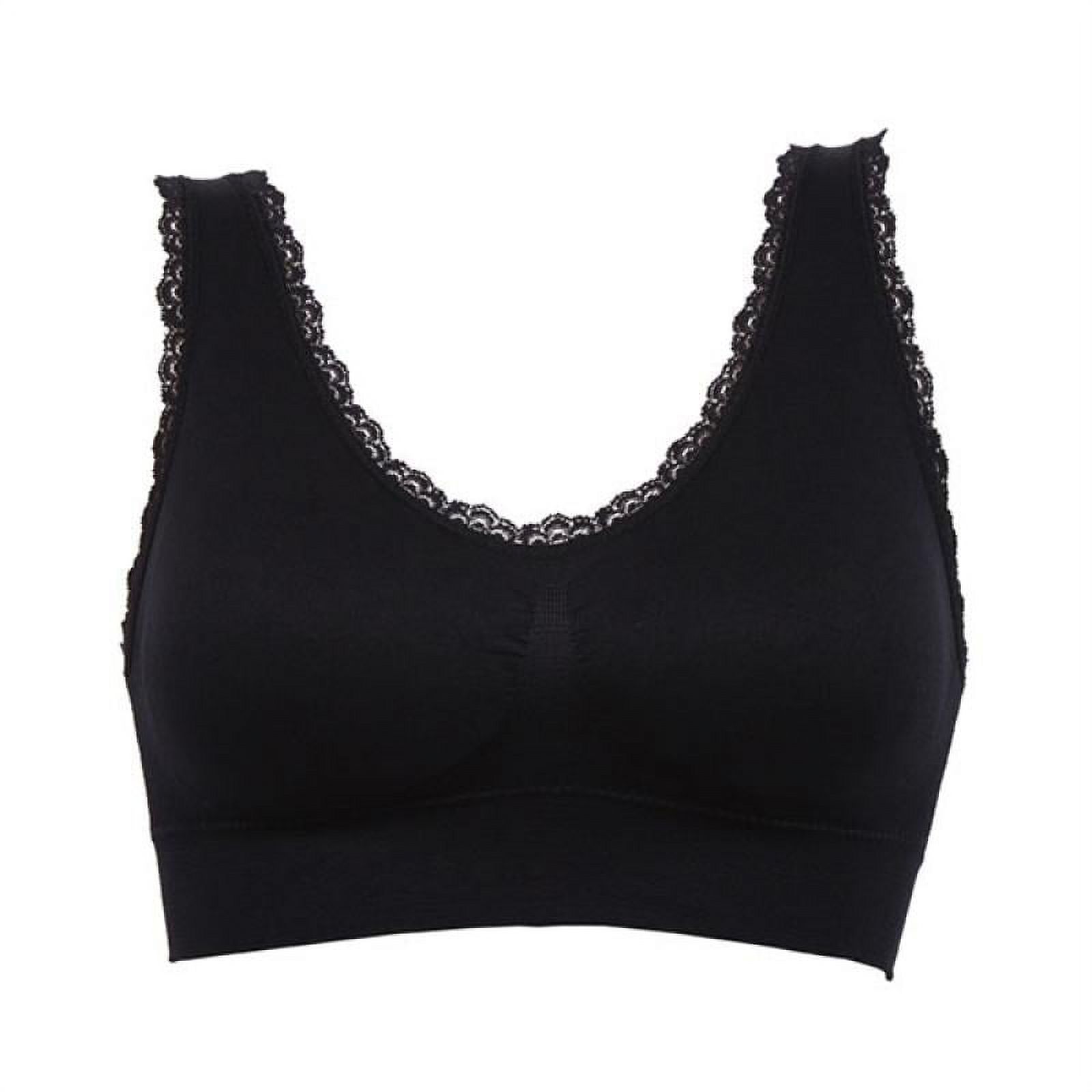 Women Sports Summer Bra Padded Bra Lace Crop Top Stretch Fitness Gym Yoga Outdoor Athletic Vest Black XL - image 1 of 11