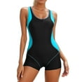 thumbnail image 1 of Women Sporty Color Block Backless Bathing Suit Full Coverage Soft Elastic Fabric Beach Pool Swimwear For Ladies,Size:XL, 1 of 5