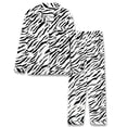 thumbnail image 1 of Women Spring 2 Piece Pajamas Set Long Sleeve Lapel Button Down Tops and Elastic Waist Pants Cow Leopard Zebra Striped Print Sleepwear Loungewear, 1 of 19