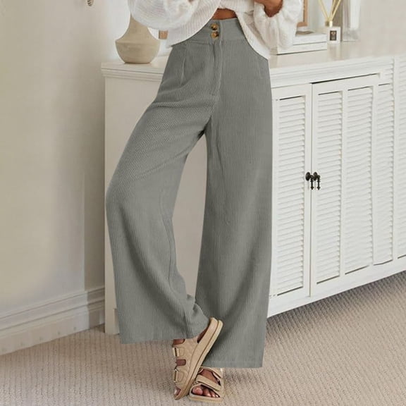 Women Spring And Autumn Solid Color Corduroy Double Button Semi Elastic Waist Straight Casual Pants Long Linen Pants Women Casual Summer Pants for Women Pant Suits for Women Business Casual Petite