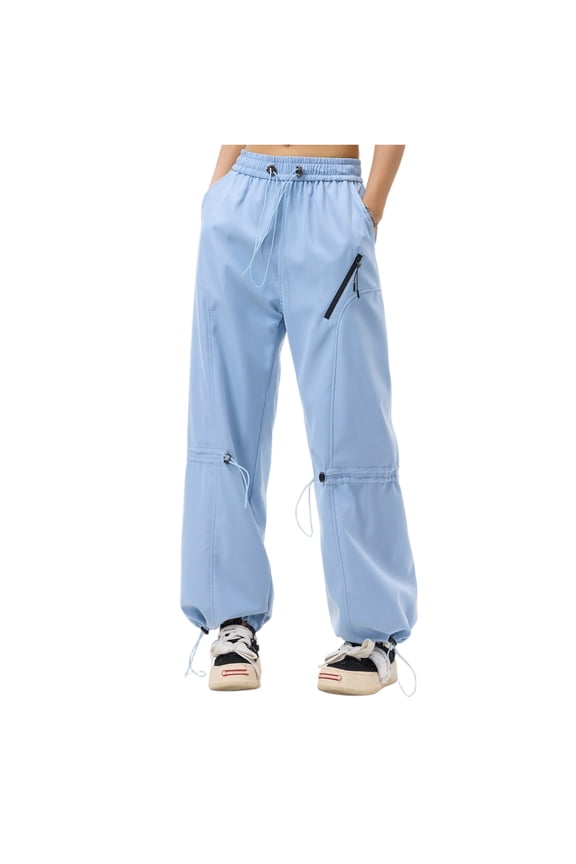 Women Spring Autumn Sports Pants Multi-Pockets Straight Leg Pants Loose Comfortable Breathable Skateboarding Running Fitness Sports Cargo Trousers