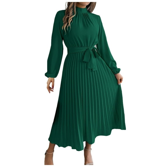 Women Spring Boho Maxi Dress 2024 Long Sleeve V Neck Swiss Dot Smocked Tie Waist A-Line Ruffle Casual Tiered Chiffon Flowy Long Dress