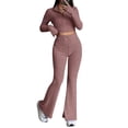 thumbnail image 1 of Women Spring Commuting Outfit Women's Spring Commuting Outfit 2-piece Set with Flared Pants Zipper Closure Knitted Fabric Women Suit, 1 of 5