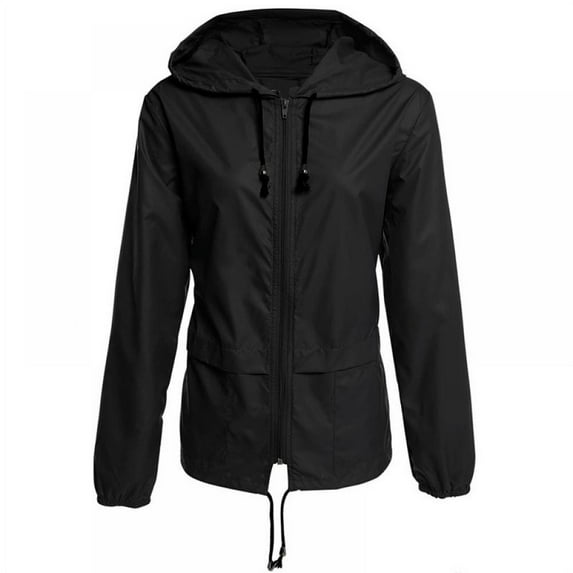 Women Spring Jacket, Fashion Waterproof Jacket, Insulated Coat Windbreaker Outdoor (Black)