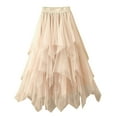 thumbnail image 1 of Women Spring Solid Color A-Line Elastic High Waist Long Mesh Skirt Gauze Skirt, 1 of 3