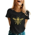 thumbnail image 1 of Women Spring Summer Cartoon Bee Flower Printed Short Sleeve O-Neck T-Shirt Top Leisure Streetwear, 1 of 5