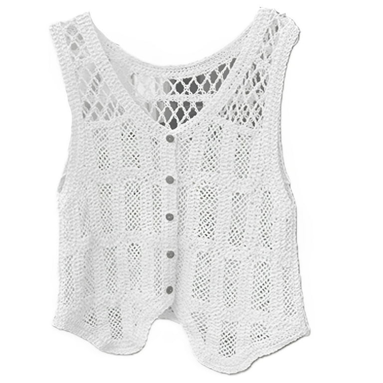Women Spring Summer Crochet Sleeveless Sweater Vest