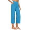 thumbnail image 1 of Idoravan linen pants women elastic waist loose fit Women Spring Summer High WaistedCasual Solid Color Pockets Long Pants, 1 of 7