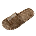 thumbnail image 1 of NOKIO Women Spring Summer Rattan Flip Flops Slipper Boho Flat Slide Sandals Casual Summer Beach Shoes Female Rattan Grass Woven Household Indoor Couples Soft Sole Silent Floor Linen Slippers, 1 of 7