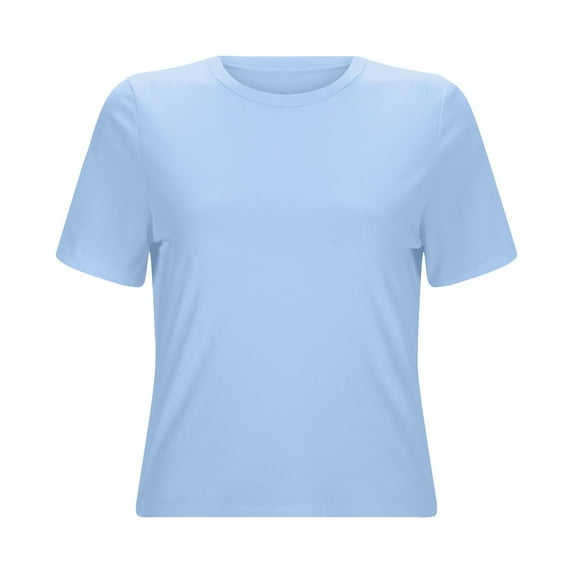 Women Spring And Summer Tight T Shirt Short Sleeved Round Neck Thin Solid Color Top Slim Bottom Shirt Womens Athletic Tee Casual Raglan Tee Athletic Wear Women Tech Sleeve Shirts for Women Long Sleeve